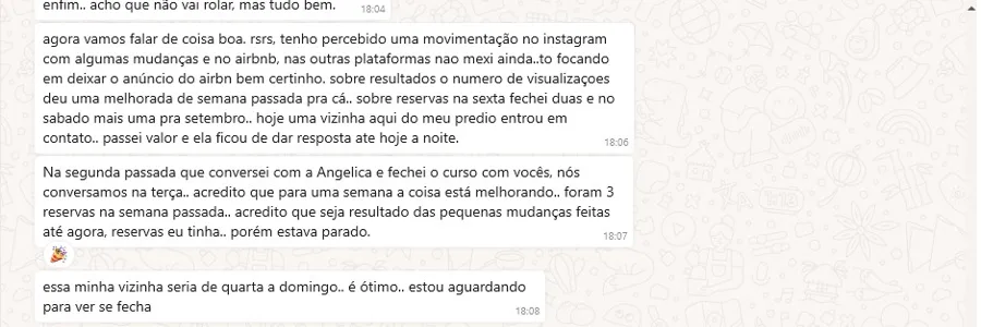 Print de WhatsApp de aluno: 3 reservas na semana