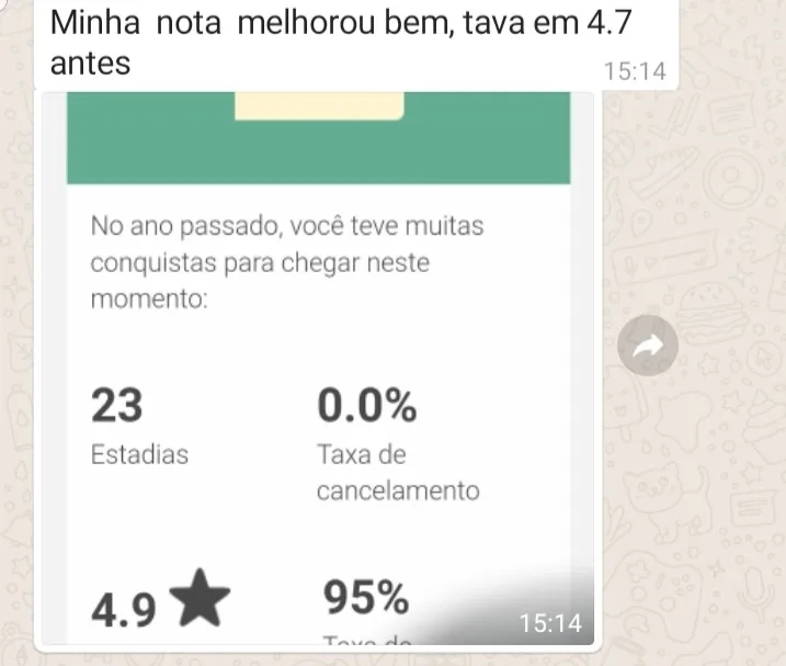 Print de WhatsApp de aluno: nota de 4,7 pra 4,9