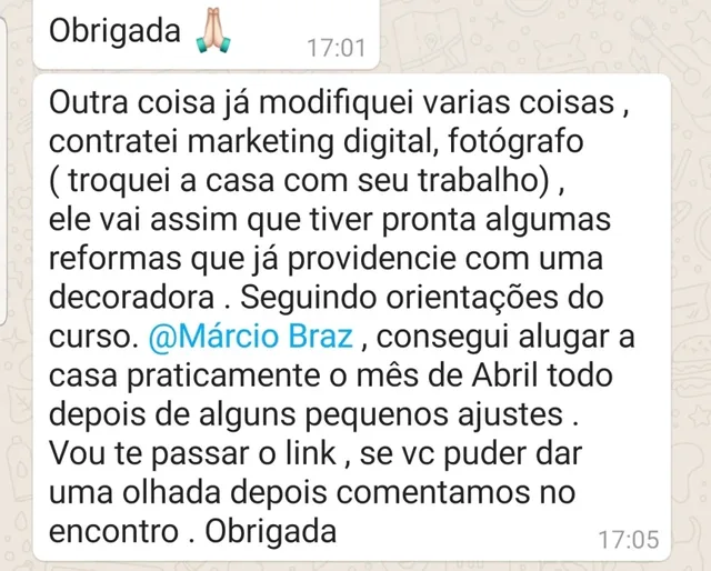 Relato da Bárbara: abril praticamente todo alugado