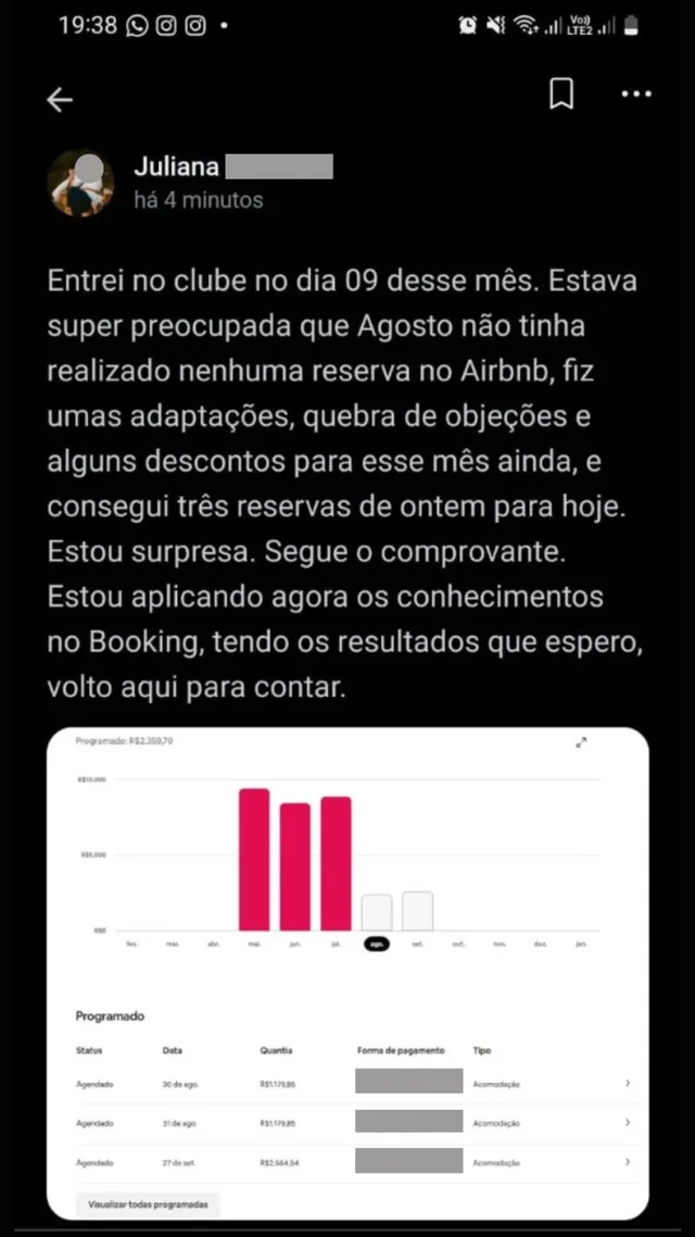Relato da Juliana: três reservas de ontem pra hoje